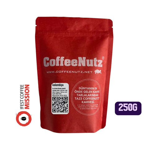 CoffeeNutz Kolombiya La Sirena Honey Peach Çekirdek Kahve 250 Gr